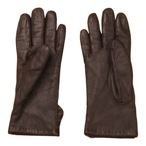 VTG Pai Tong Chocolate Brown Leather Gloves Snake Print Trim Fleece Lined Sz S